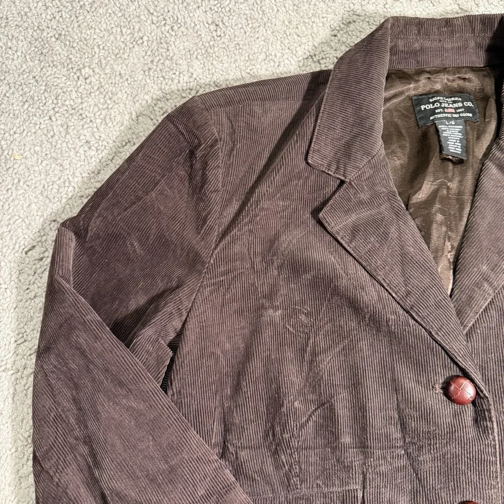 POLO JEANS Co. RALPH LAUREN Women's Brown Corduroy Jacket Size L Preppy - Picture 5 of 14